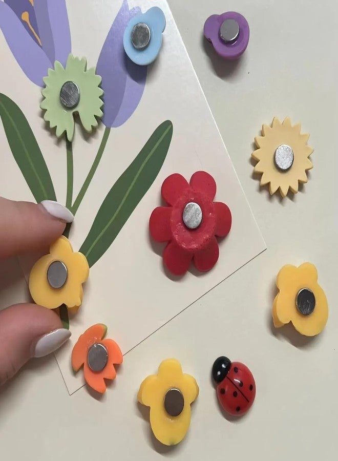 WARMINGO DE 10 Pc Resin Flower Bees Bugs Fridge Magnets for Home Decor & Gifting | Kitchen Decoration Stylish Refrigerator Accessories | Cute Fridge Magnets | Valentine Gift - Image 4
